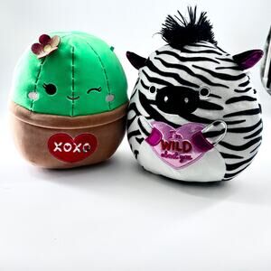 Squishmallows Cactus & Zebra Valentine's Plush Collectible 7 inch